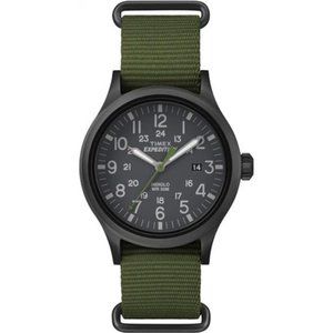Men's Expedition Scout 40mm Watch –Black Case Black Dial with Green Fabric Strap